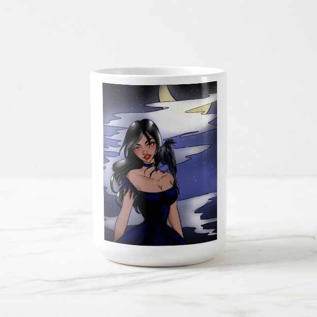 Red fayed Raven Girl Coffee Mug (Center)