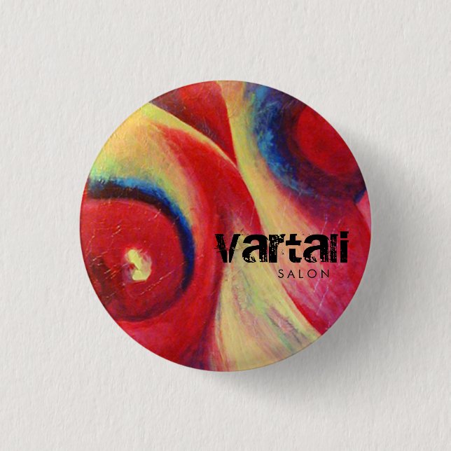 Red Feather Painting Vartali Round Button (Front)