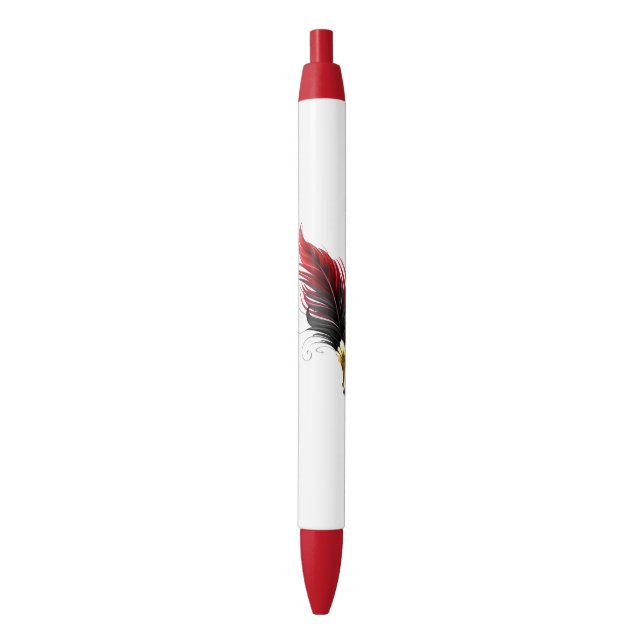 Red feather pen with gold nib (Front Vertical)