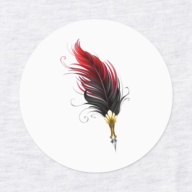 Red feather pen with gold nib (Design 1)
