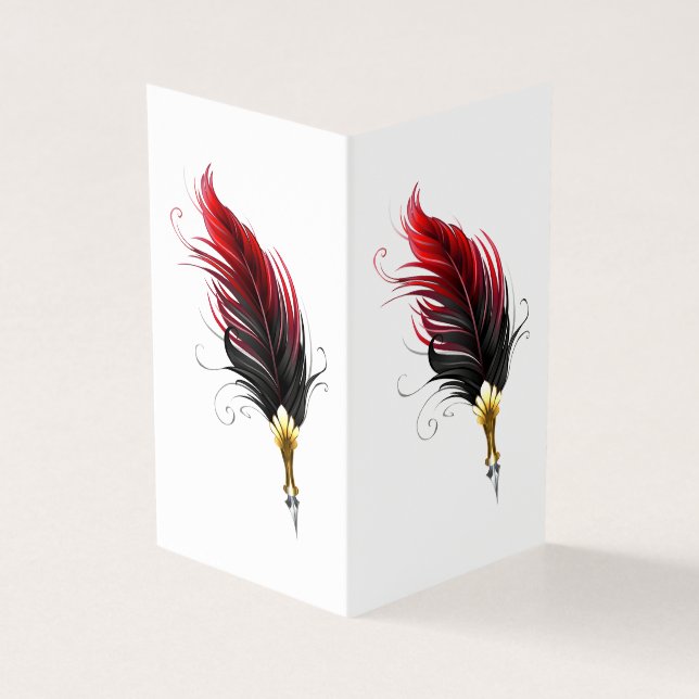 Red feather pen with gold nib (Outside)