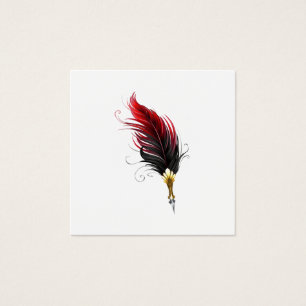 Red feather pen with gold nib