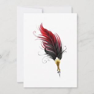 Red feather pen with gold nib