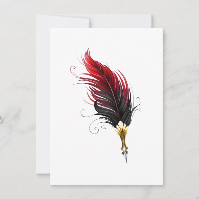Red feather pen with gold nib (Front)