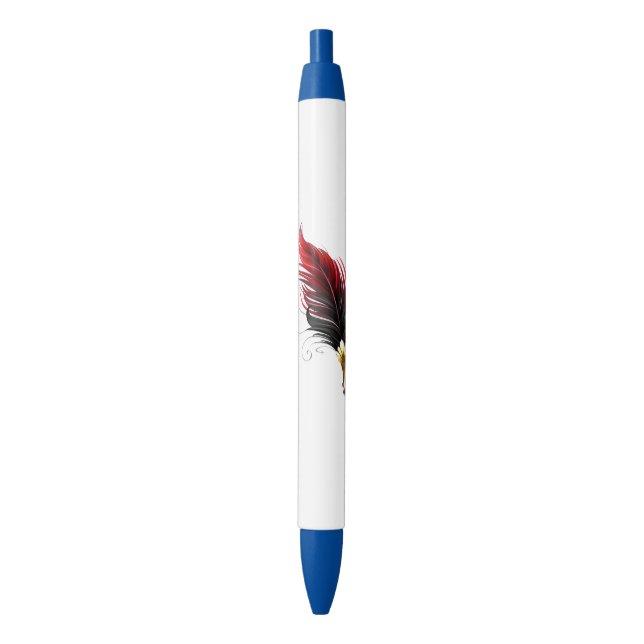Red feather pen with gold nib (Front Vertical)