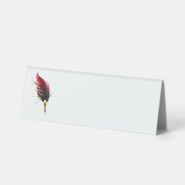 Red feather pen with gold nib (Front)