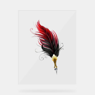 Red feather pen with gold nib acrylic sign