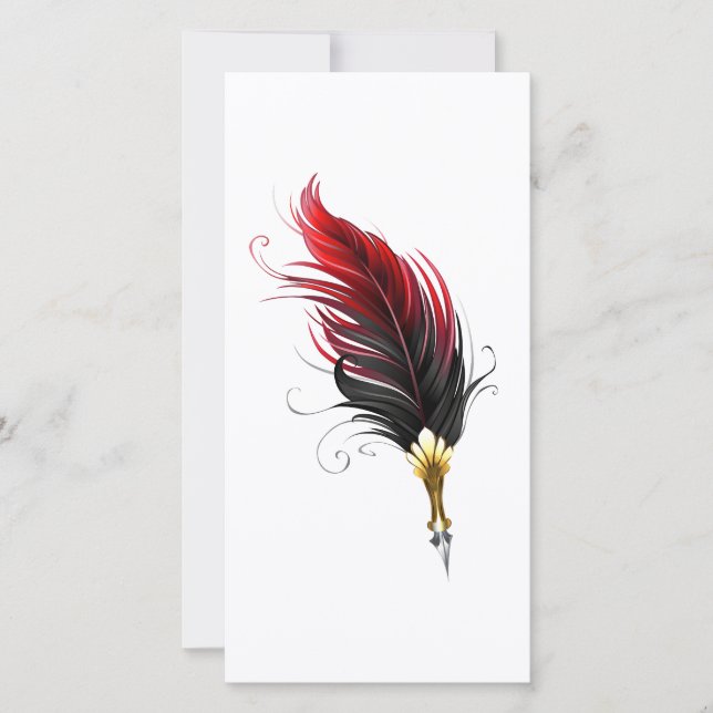 Red feather pen with gold nib announcement (Front)