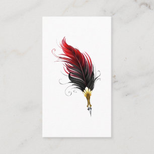 Red feather pen with gold nib appointment card