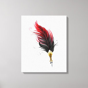 Red feather pen with gold nib canvas print