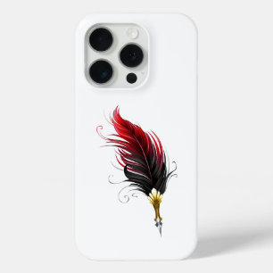 Red feather pen with gold nib iPhone 15 pro case