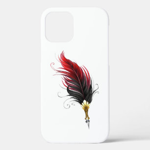 Red feather pen with gold nib iPhone 12 case