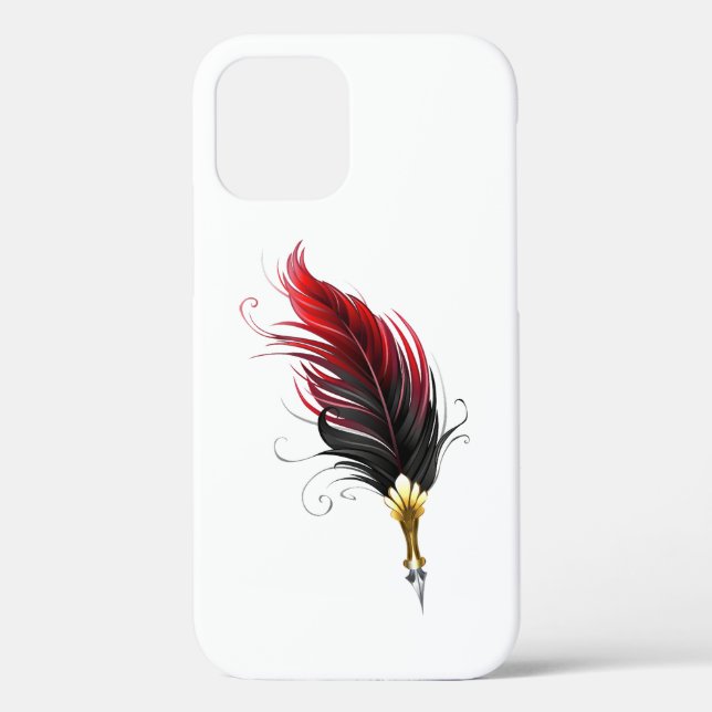 Red feather pen with gold nib Case-Mate iPhone case (Back)