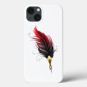 Red feather pen with gold nib iPhone 13 case
