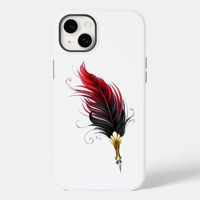 Red feather pen with gold nib Case-Mate iPhone case (Back)