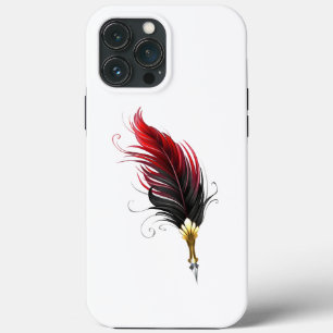 Red feather pen with gold nib iPhone 13 pro max case