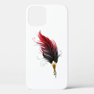 Red feather pen with gold nib iPhone 12 pro case
