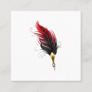 Red feather pen with gold nib discount card