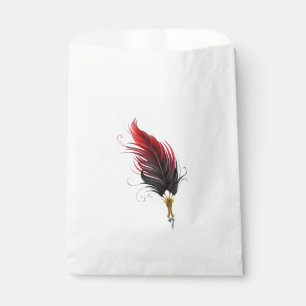 Red feather pen with gold nib favour bags