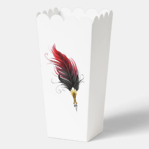 Red feather pen with gold nib favour box