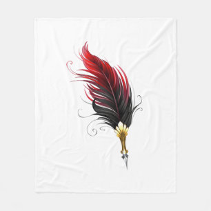 Red feather pen with gold nib fleece blanket