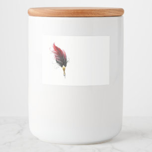Red feather pen with gold nib food label