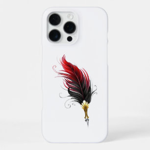 Red feather pen with gold nib iPhone 16 pro max case
