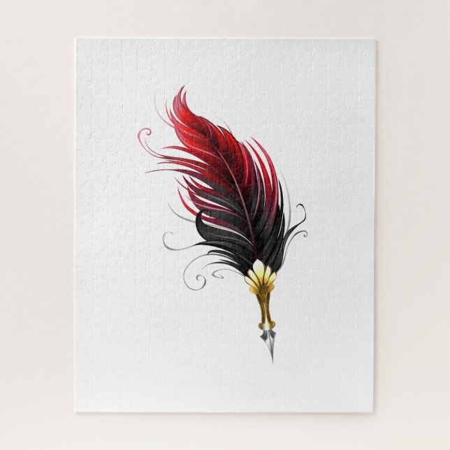 Red feather pen with gold nib jigsaw puzzle (Vertical)