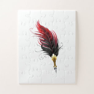 Red feather pen with gold nib jigsaw puzzle