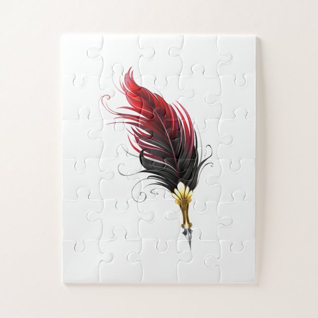 Red feather pen with gold nib jigsaw puzzle (Vertical)