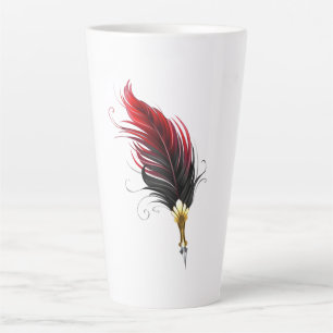Red feather pen with gold nib latte mug