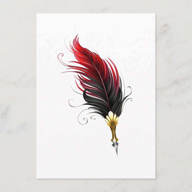 Red feather pen with gold nib menu (Front)