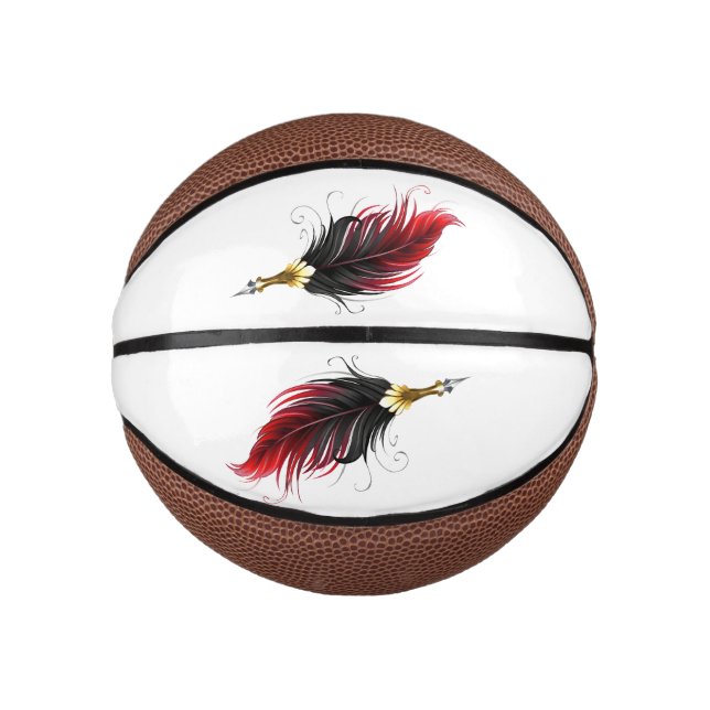 Red feather pen with gold nib mini basketball (Front)