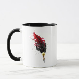 Red feather pen with gold nib mug