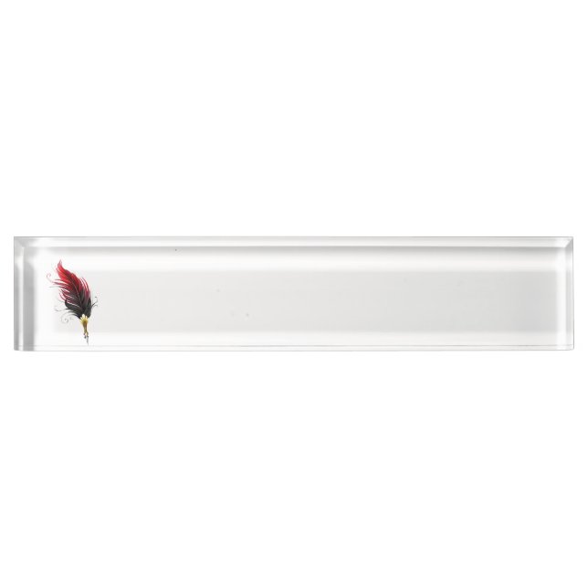Red feather pen with gold nib nameplate (Front)