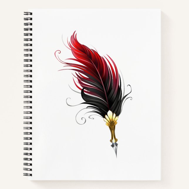 Red feather pen with gold nib notebook (Front)