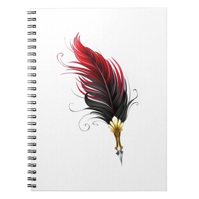 Red feather pen with gold nib notebook (Front)