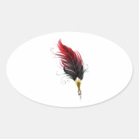 Red feather pen with gold nib