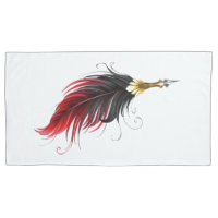 Red feather pen with gold nib