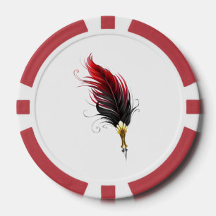 Red feather pen with gold nib poker chips