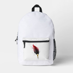 Red feather pen with gold nib printed backpack
