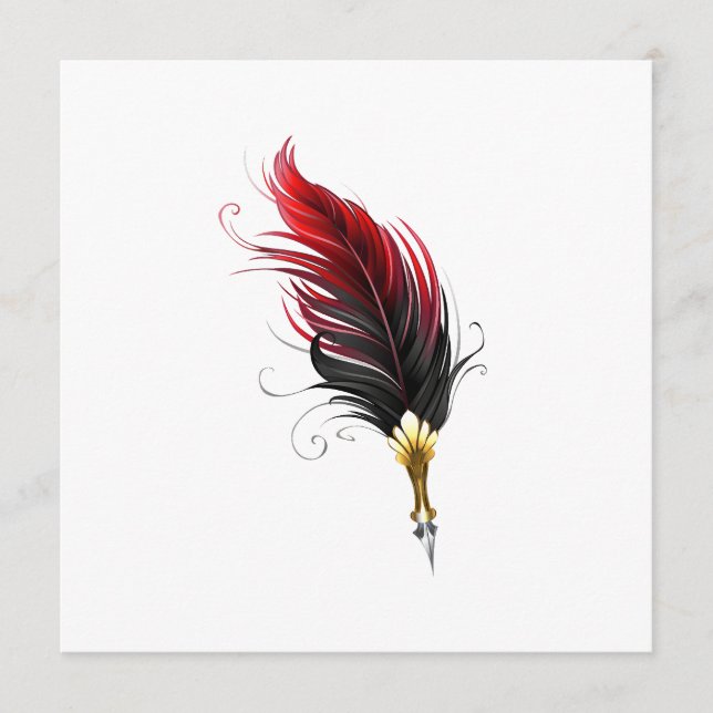 Red feather pen with gold nib programme (Front)