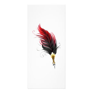 Red feather pen with gold nib rack card