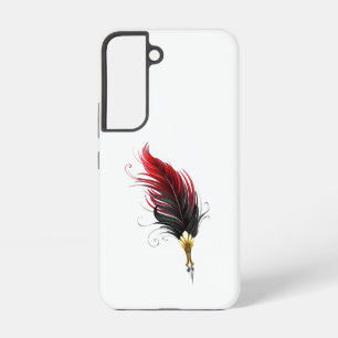 Red feather pen with gold nib samsung galaxy case