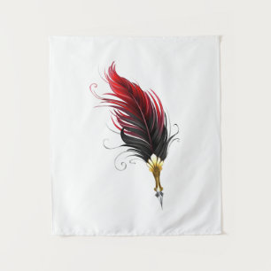 Red feather pen with gold nib tapestry