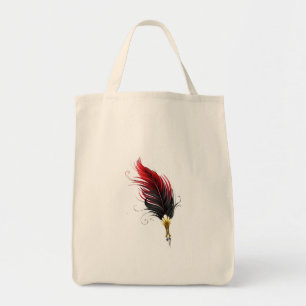 Red feather pen with gold nib tote bag