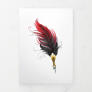 Red feather pen with gold nib Tri-Fold programme