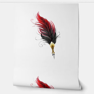 Red feather pen with gold nib wallpaper