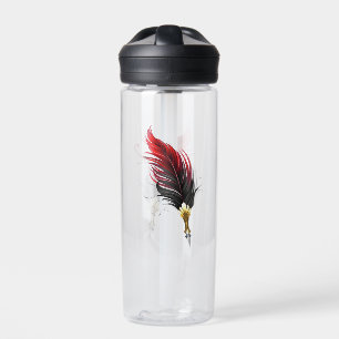 Red feather pen with gold nib water bottle