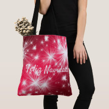 Red Feliz Navidad Tote Celebrate Christmas